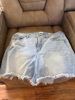 Wonderly Light Blue Frayed Hem Denim Shorts